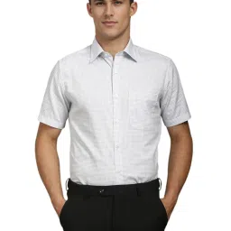 Louis Philippe White Cotton Regular Fit Checks Shirt image 1