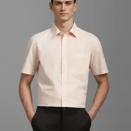 Louis Philippe Peach Cotton Regular Fit Shirt image 1