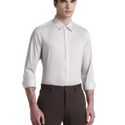 Jack & Jones Golden Brown Cotton Slim Fit Printed Shirt image 1