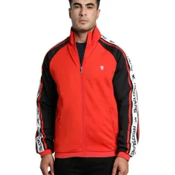 Red Tape Red Polyester Mock Collar Jacket-image-66