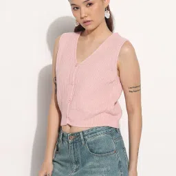 SHOWOFFFF Pink Solid Top image 3