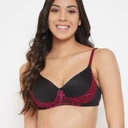 Clovia Black & Maroon Non Wired Padded Full Coverage Bra-picture-23