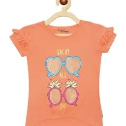 lil tomatoes Li'l Tomatoes Kids Orange Cotton Graphic Print Top-picture-12