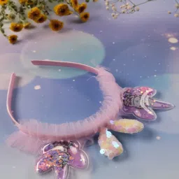 Jewelz Playful Bunny Unicorn Ears Hair Band in Pink Bow Shape for Kids image 1