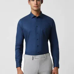 Van Heusen Blue Slim Fit Checks Shirt-picture-30