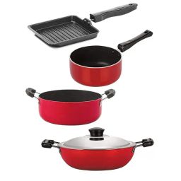 Nirlon Red Aluminium Non-Stick Kitchenware Combo - Set of 4-picture-44