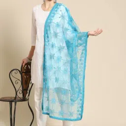 Saadgi Blue Embroidered Dupatta-image-78