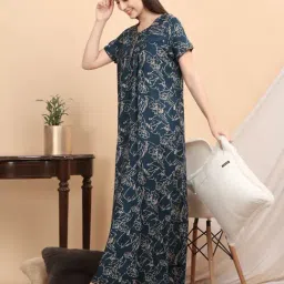 Sweet Dreams Navy Cotton Printed Nighty-picture-44