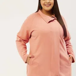 theRebelinme Plus Size Pink Fleece Relaxed Fit Tailored Jacket image 1