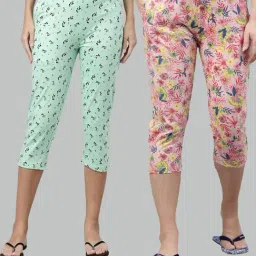 Kryptic Pista Green & Pink Printed Capris - Pack of 2-picture-14