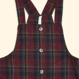 Pantaloons Junior Kids Navy & Red Cotton Chequered Dress image 3