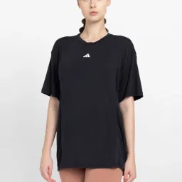 adidas Black Loose Fit Sports T-Shirt image 3