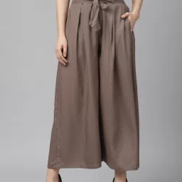 KASSUALLY Grey Cotton Relaxed Fit Mid Rise Trousers image 1
