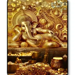 Myntra Elegant Homes Gold-Toned & Black Lord Ganesh Treasure Wealth Religious Wall Art-picture-12