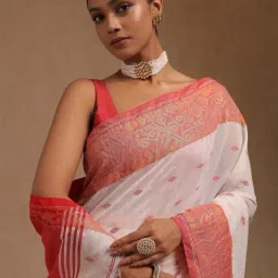 Soch White Cotton Woven Design Saree-image-50