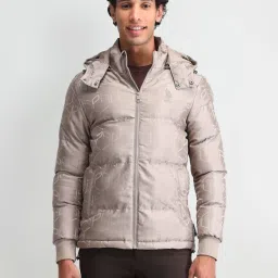 U.S. Polo Assn. Denim Co. Beige Regular Fit Quilted Hooded Jacket image 1