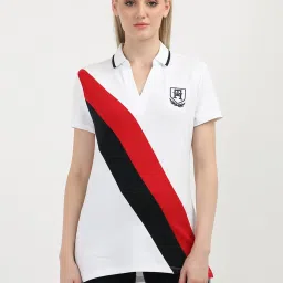 TOMMY HILFIGER White Cotton Graphic Print Polo T-Shirt image 1