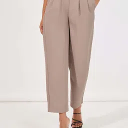 Styli Beige Plain Trousers image 1