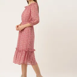 Deewa Fuchsia Floral Print Midi Dress image 3