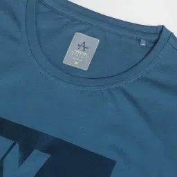 arrow new york Arrow Newyork Blue Cotton Regular Fit Printed T-Shirt image 5