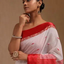 Soch White Cotton Woven Design Saree-image-86