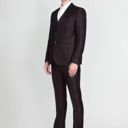 Arrow Purple Regular Fit Self Pattern Three Piece Suit image 3