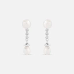 mia by tanishq Classic Pearl Silver Drop Earrings for Women 925 Silver-picture-24