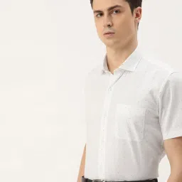 Peter England White Cotton Regular Fit Printed Shirt image 3