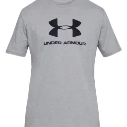 Under Armour Grey Cotton Regular Fit Printed Sports T-Shirt image 3