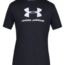 Under Armour Black Cotton Regular Fit Printed Sports T-Shirt image 3