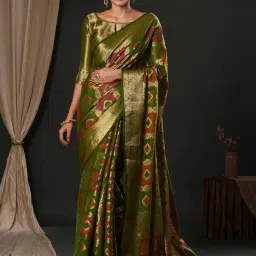 Saree Mall Green Woven Saree With Unstitched Blouse image 1