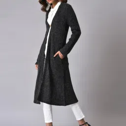 W Black Self Pattern Cardigan image 3