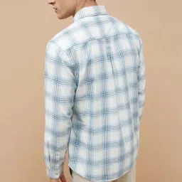 Code By Lifestyle Blue Cotton Regular Fit Checks Shirt image 2