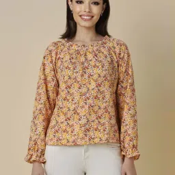 Allen Solly Yellow Printed Top image 1