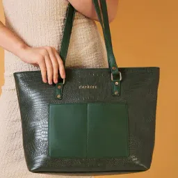 Caprese Azzura Sage Green Animal Effect Laptop Bag-image-48