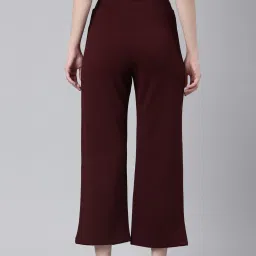 showoffff SHOWOFF Maroon Cotton Lycra Straight Fit Mid Rise Trouserss image 3