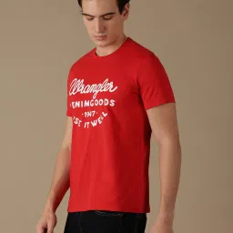 Wrangler Red Regular Fit Logo Print Crew T-Shirt image 3