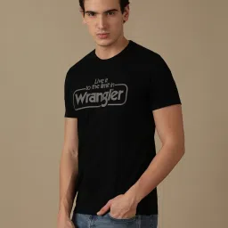 Wrangler Jet Black Regular Fit Logo Print Crew T-Shirt image 3