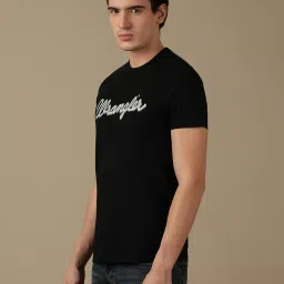 Wrangler Jet Black Regular Fit Logo Print Crew T-Shirt image 3