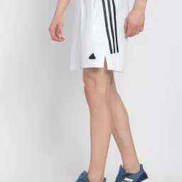 adidas White Regular Fit Future Icons 3 Striped Sports Shorts image 3