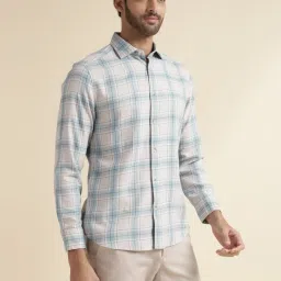 Andamen Khaki & Blue Slim Fit Checks Shirt image 3