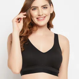 Clovia Black Cotton Regular Fit Bra image 1