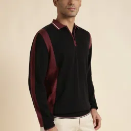 Andamen Burgundy Regular Fit Colour Block Polo T-Shirt image 3