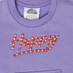 MiArcus Kids Purple Embroidered Full Sleeves Sweatshirt image 3