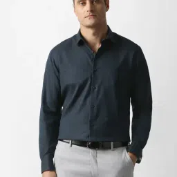 Van Heusen Navy Cotton Regular Fit Shirt-picture-17