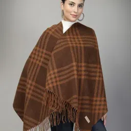 Mafadeny Brown Regular Fit Chequered Stole-picture-14