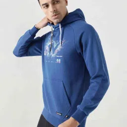 Wildcraft Blue Regular Fit Printed Hooded Sweatshirt image 3