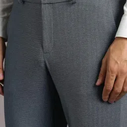 Louis Philippe Grey Slim Fit Texture Trousers image 4