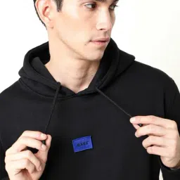 Rare Rabbit Black Cotton Regular Fit Solid Sweatshirt image 4