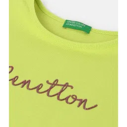 United Colors of Benetton Kids Girl's Regular Fit Round Neck Printed Tshirts image 3